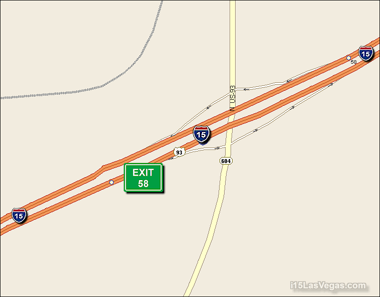 Map of Exit 58 North Bound on Interstate 15 Las Vegas at SR 604 Las Vegas Blvd. N