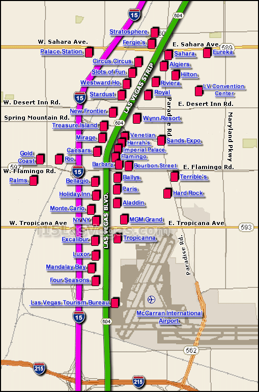 las vegas casino map downtown