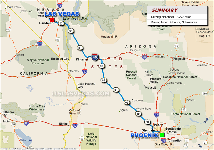 Map of study area showing Phoenix, Arizona and Las Vegas, Nevada